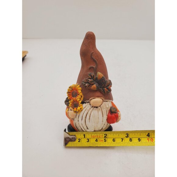 Fall Ceramic Gnome for Thanksgiving Tiered Tray Decor, Gnome Holding a Pumpkin, - Picture 9 of 10